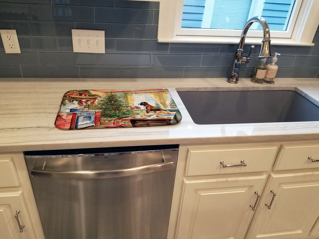 Boxer Christmas Cookies Dish Drying Mat Absorbent Dish Drying Mat Pad for Kitchen Counter Dish Drainer Mat for Countertop, 14 x 21", Multicolor