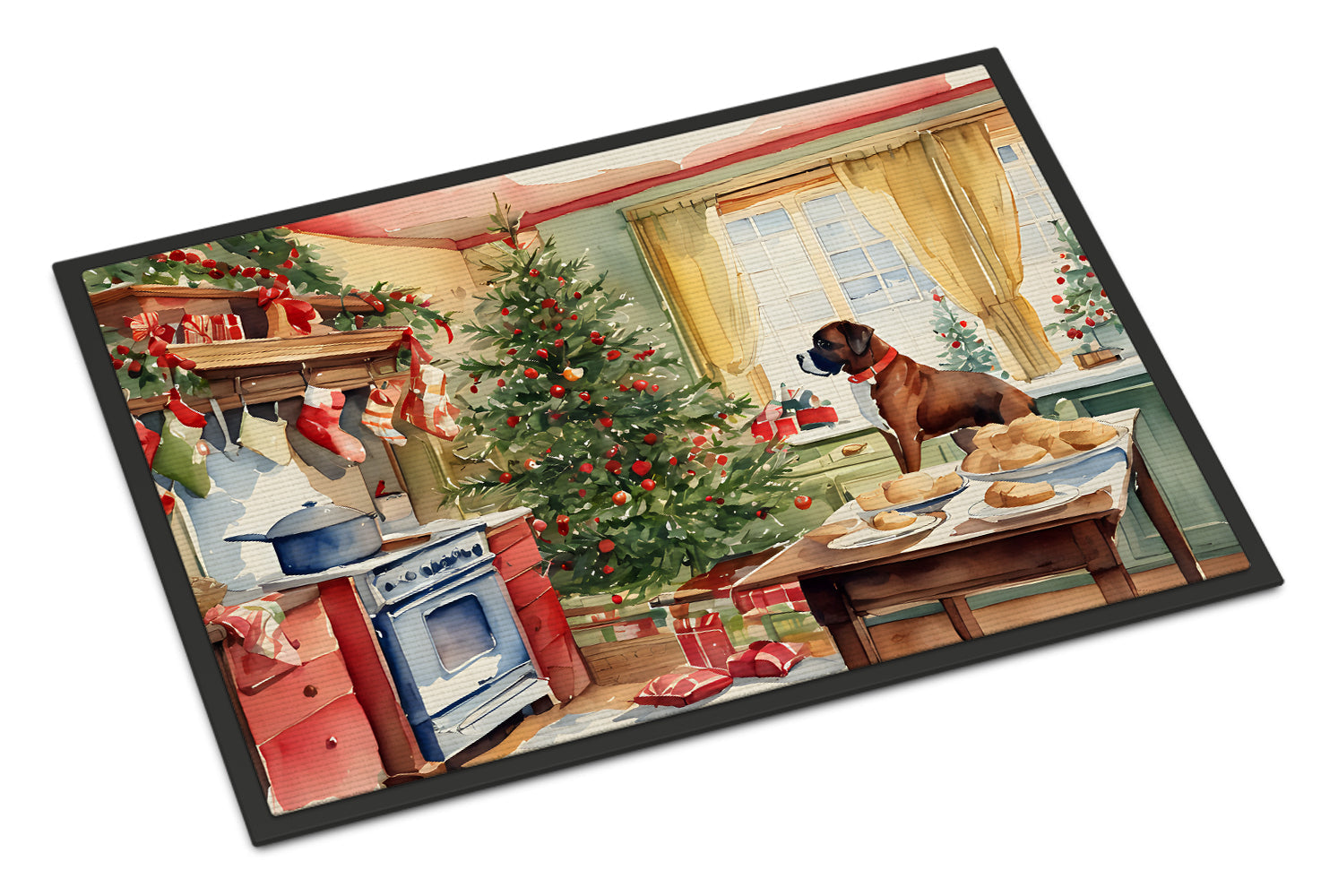 Boxer Christmas Cookies Doormat Indoor Outdoor 24H X 36W Front Door Mat Rugs for Entryway, Non Slip Washable Low Pile,