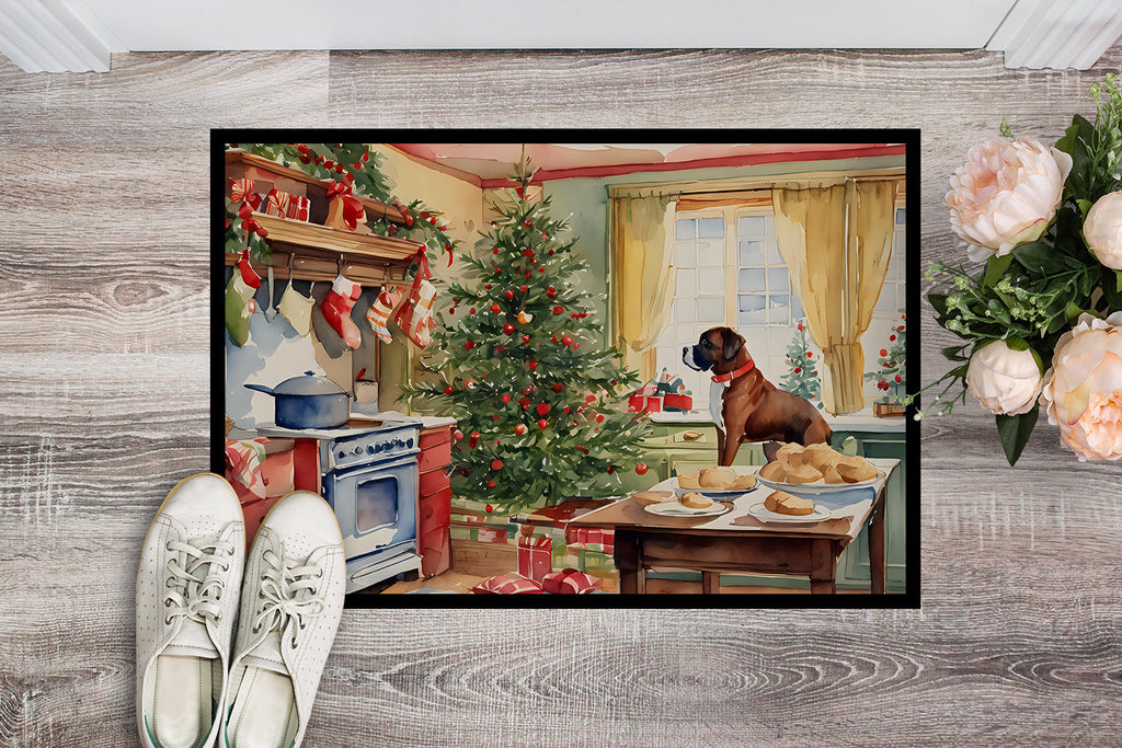 Boxer Christmas Cookies Doormat Indoor Outdoor 24H X 36W Front Door Mat Rugs for Entryway, Non Slip Washable Low Pile,