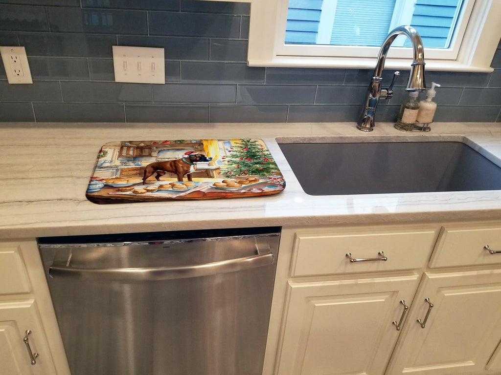 Boxer Christmas Cookies Dish Drying Mat Absorbent Dish Drying Mat Pad for Kitchen Counter Dish Drainer Mat for Countertop, 14 x 21", Multicolor