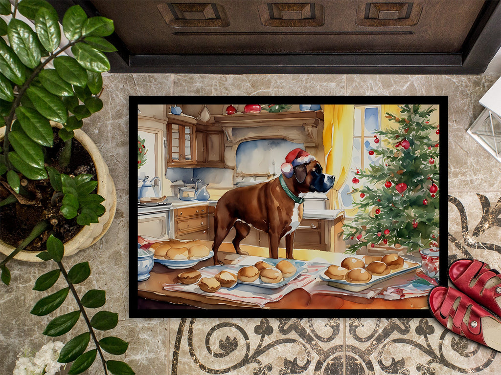 Boxer Christmas Cookies Doormat Indoor Outdoor 24H X 36W Front Door Mat Rugs for Entryway, Non Slip Washable Low Pile,