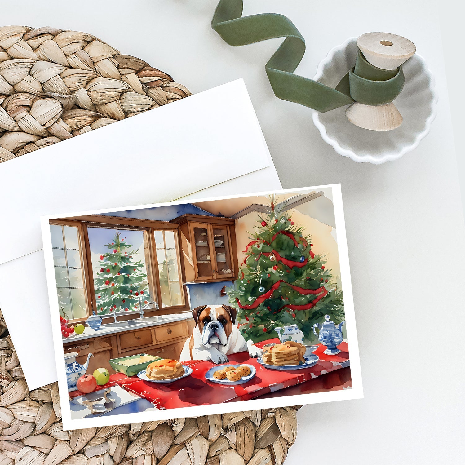 Boxer Christmas Cookies Greeting Cards Pack of 8 Blank Cards with Envelopes Whimsical A7 Size 5x7