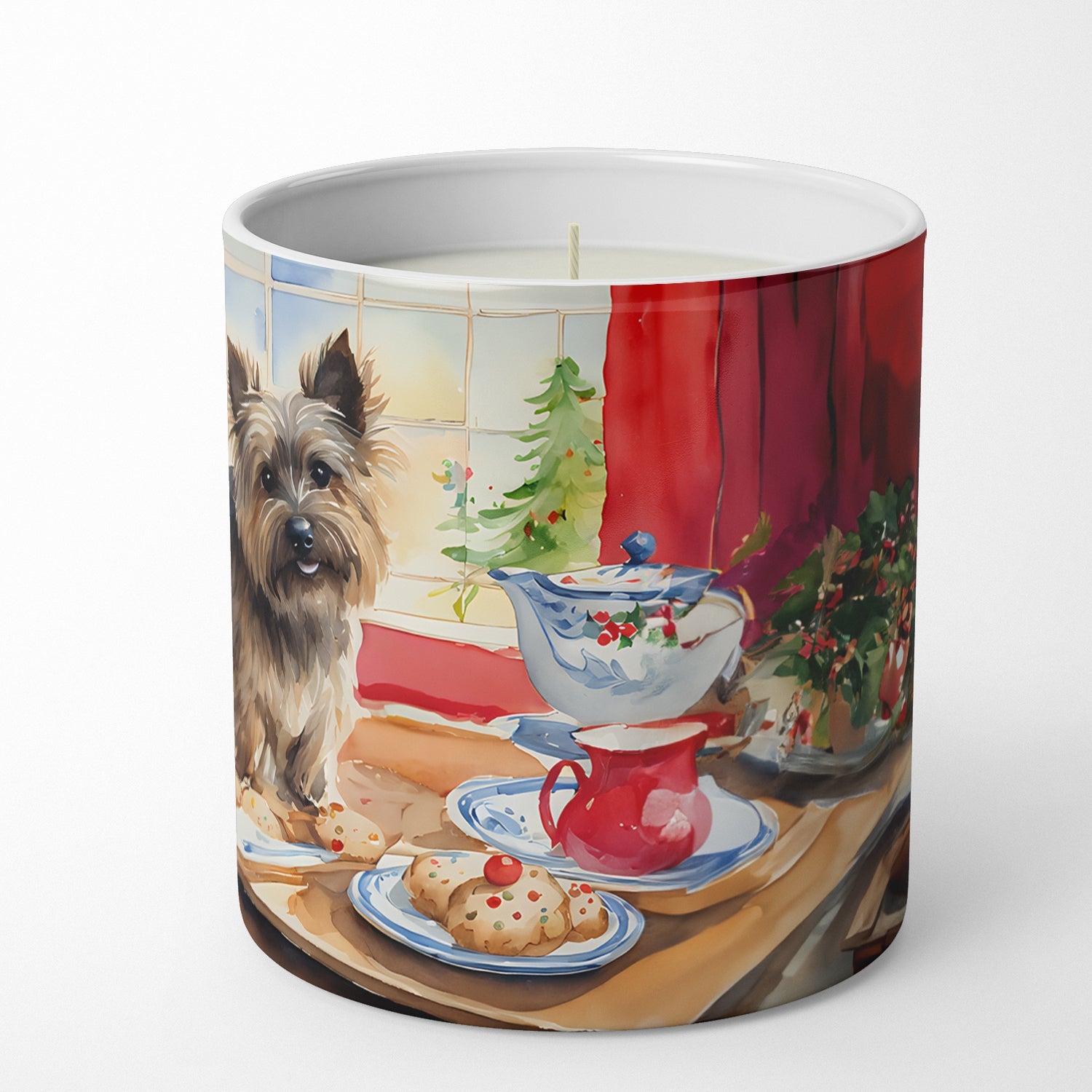 Cairn Terrier Christmas Cookies Decorative Soy Candle Nature Soy Wax Essential Oil Home Decor Ideal for Bedroom Kitchen Bath Office Gift, 10 oz