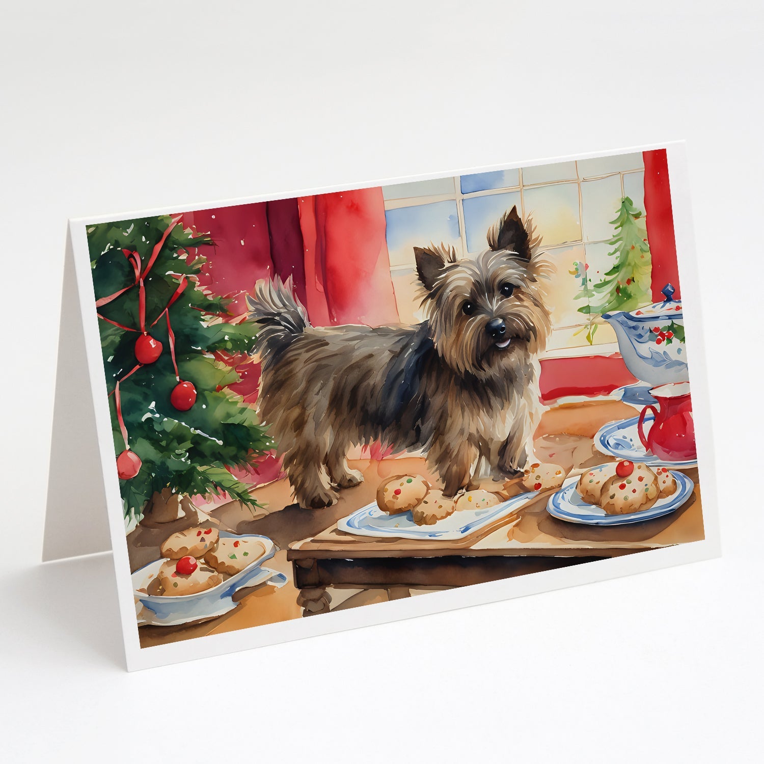 Cairn Terrier Christmas Cookies Greeting Cards Pack of 8 Blank Cards with Envelopes Whimsical A7 Size 5x7