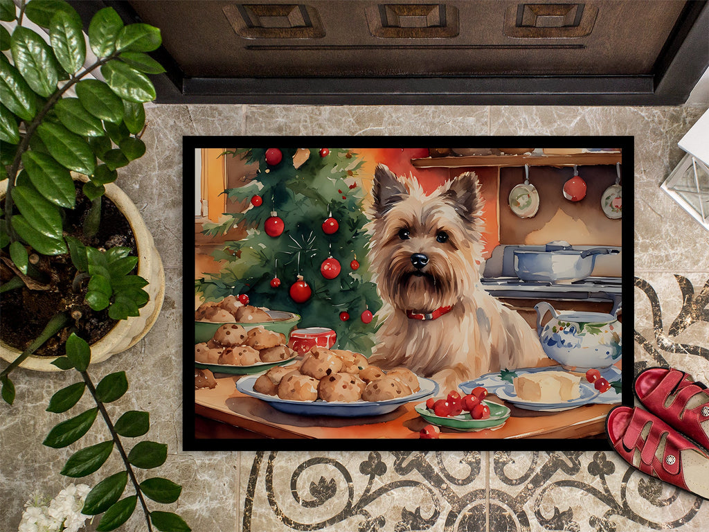 Cairn Terrier Christmas Cookies Doormat Indoor Outdoor 18H X 27W Front Door Mat Rugs for Entryway, Non Slip Washable