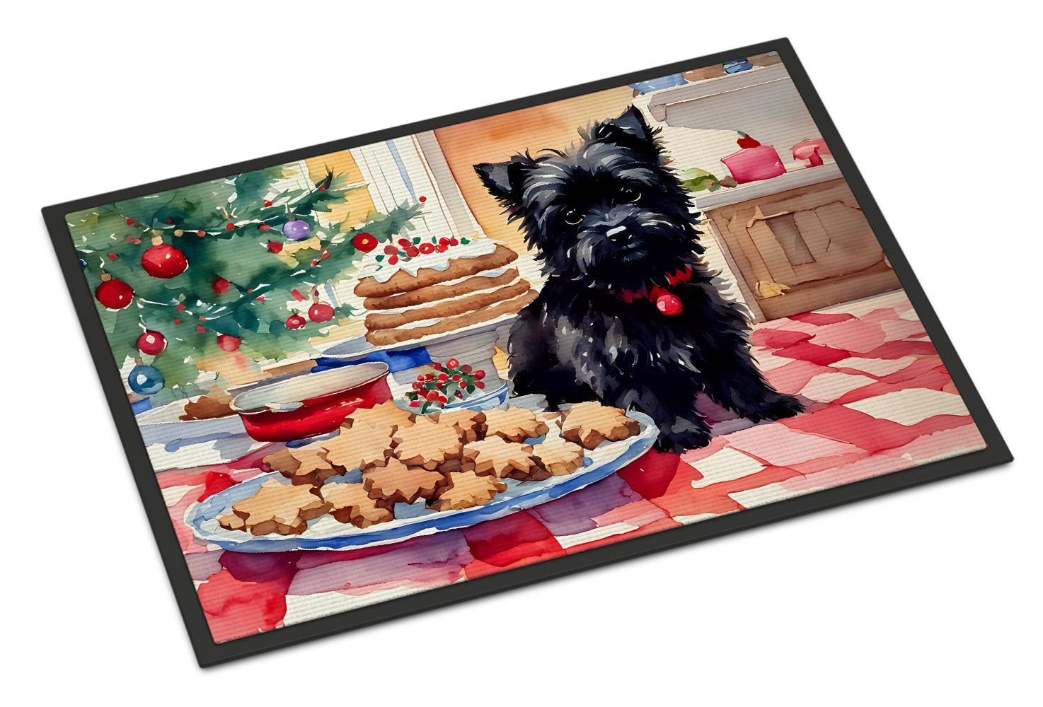 Cairn Terrier Christmas Cookies Doormat Indoor Outdoor 18H X 27W Front Door Mat Rugs for Entryway, Non Slip Washable