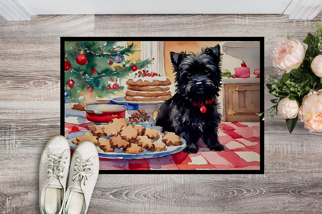 Cairn Terrier Christmas Cookies Doormat Indoor Outdoor 18H X 27W Front Door Mat Rugs for Entryway, Non Slip Washable