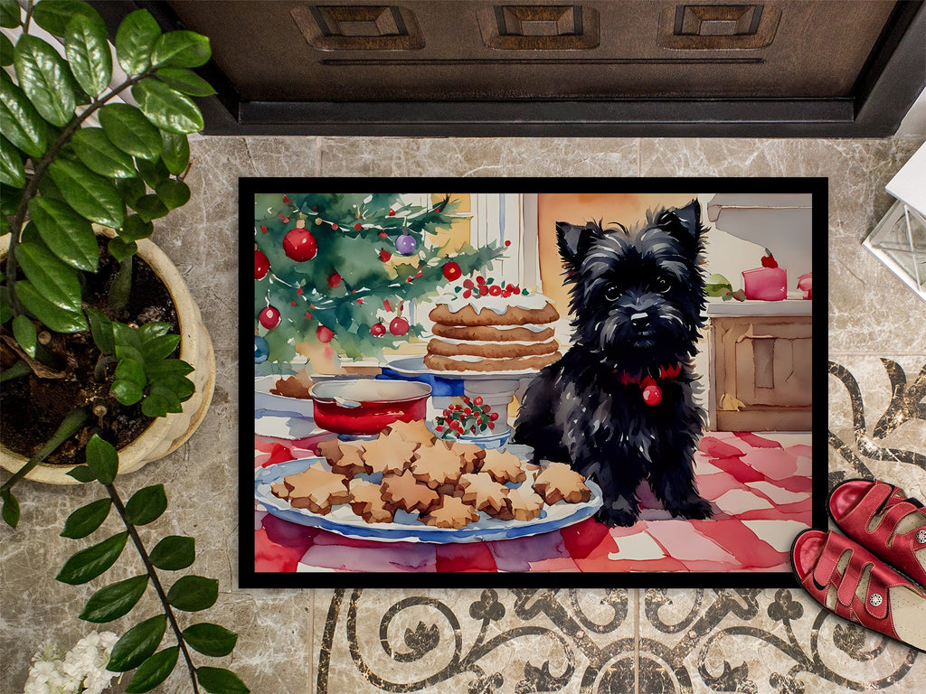 Cairn Terrier Christmas Cookies Doormat Indoor Outdoor 18H X 27W Front Door Mat Rugs for Entryway, Non Slip Washable
