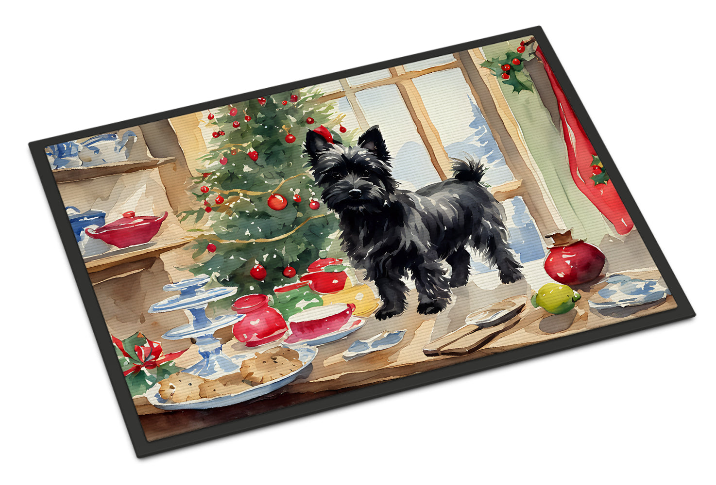Cairn Terrier Christmas Cookies Doormat Indoor Outdoor 24H X 36W Front Door Mat Rugs for Entryway, Non Slip Washable Low Pile,