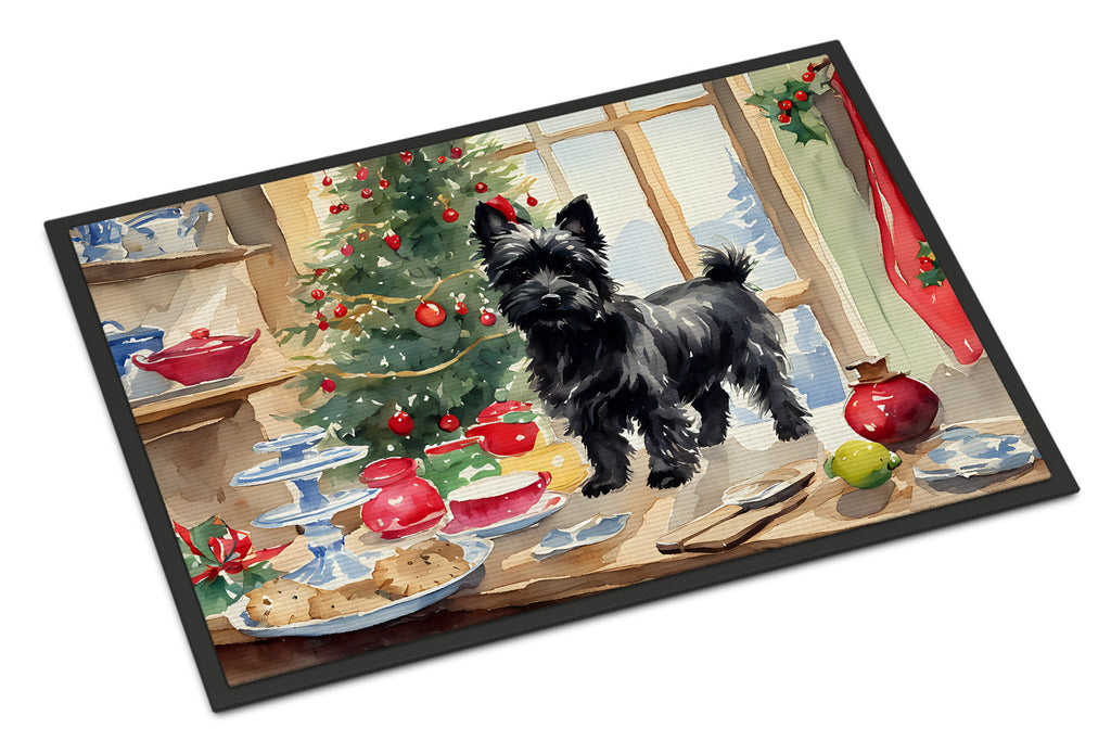 Cairn Terrier Christmas Cookies Doormat Indoor Outdoor 18H X 27W Front Door Mat Rugs for Entryway, Non Slip Washable