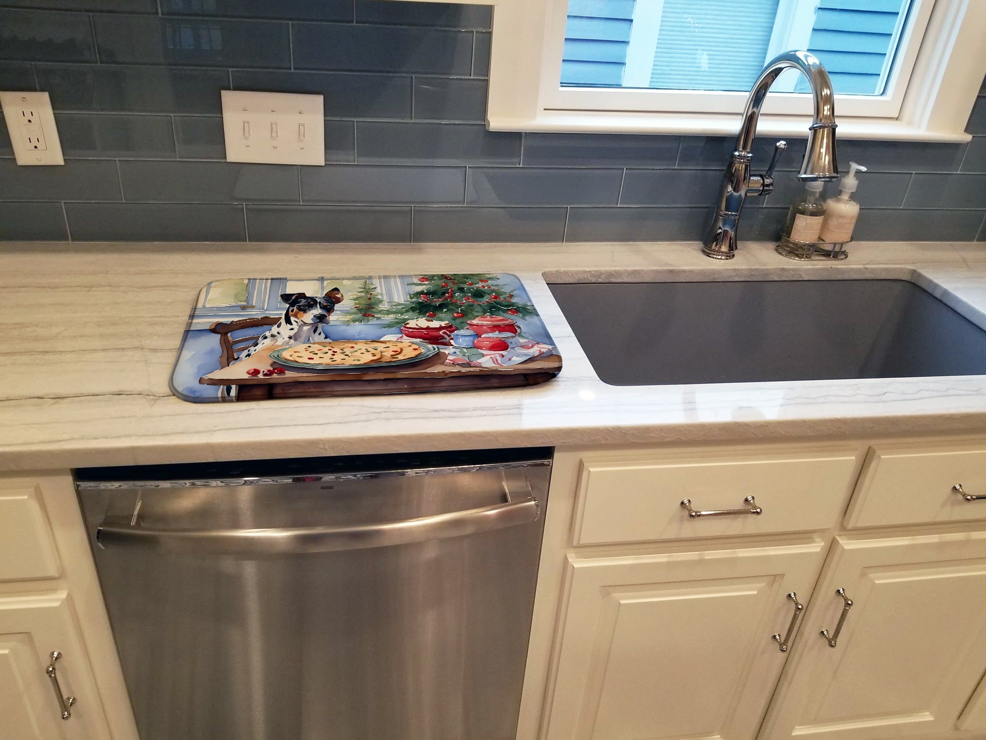 Catahoula Christmas Cookies Dish Drying Mat Absorbent Dish Drying Mat Pad for Kitchen Counter Dish Drainer Mat for Countertop, 14 x 21", Multicolor