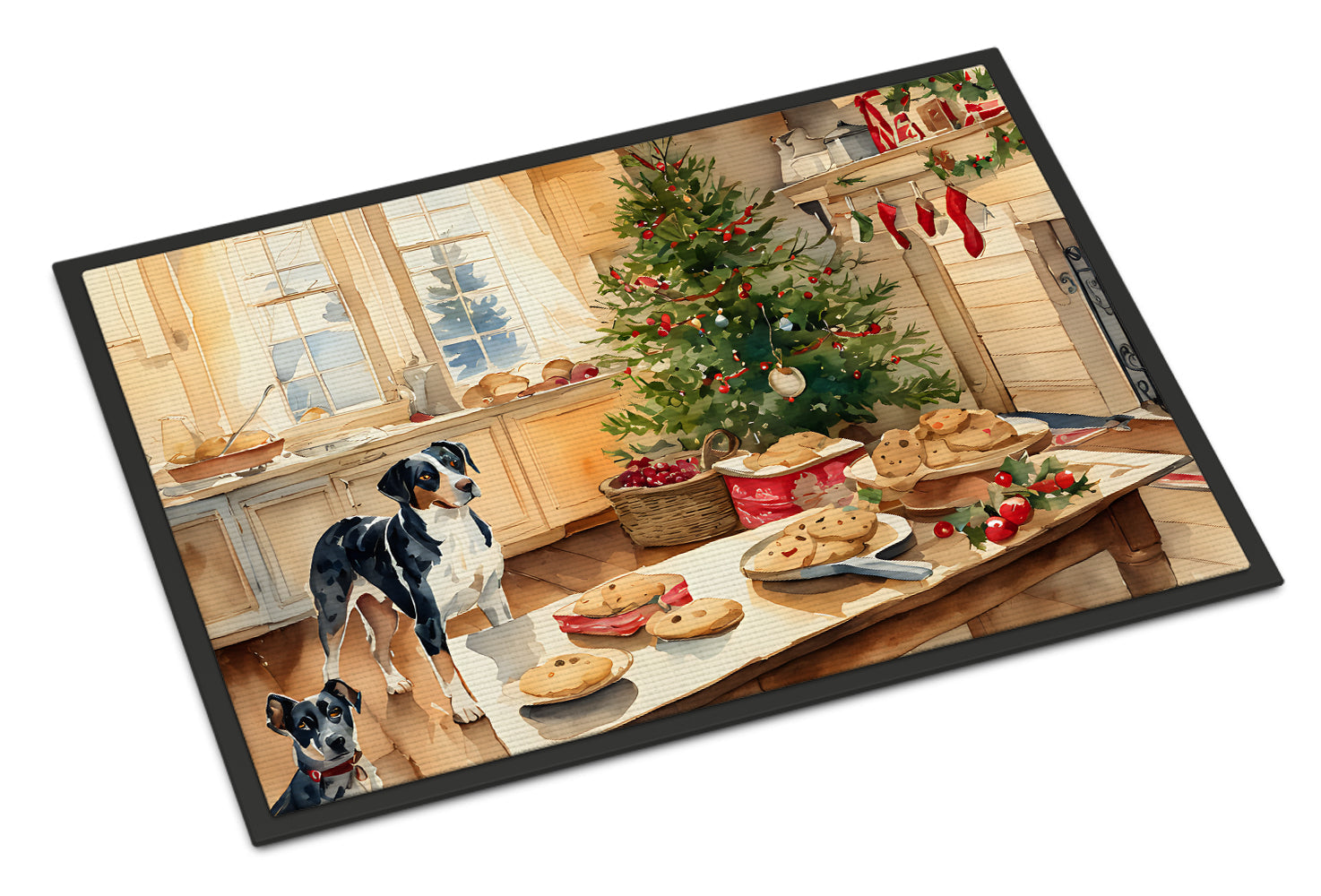 Catahoula Christmas Cookies Doormat Indoor Outdoor 18H X 27W Front Door Mat Rugs for Entryway, Non Slip Washable