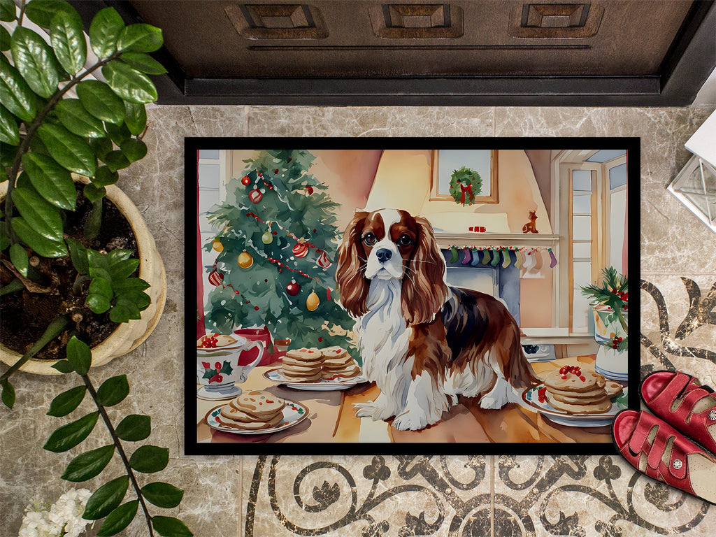 Cavalier Spaniel Christmas Cookies Doormat Indoor Outdoor 24H X 36W Front Door Mat Rugs for Entryway, Non Slip Washable Low Pile,