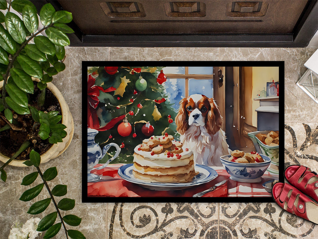 Cavalier Spaniel Christmas Cookies Doormat Indoor Outdoor 24H X 36W Front Door Mat Rugs for Entryway, Non Slip Washable Low Pile,