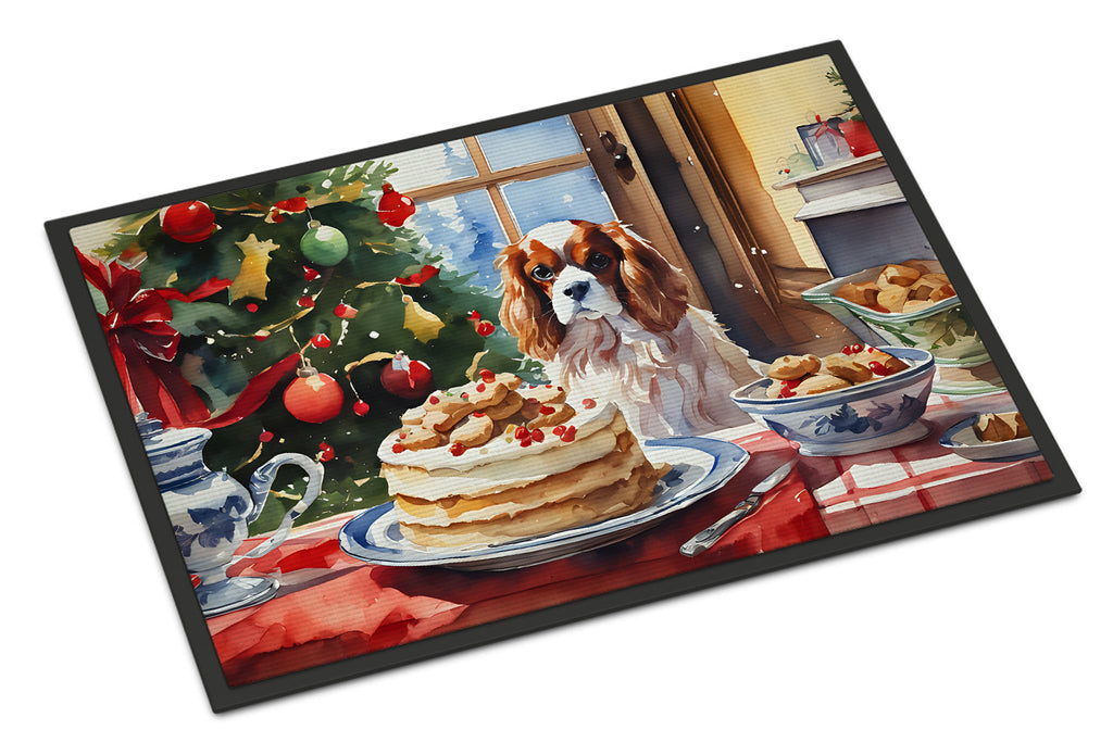 Cavalier Spaniel Christmas Cookies Doormat Indoor Outdoor 18H X 27W Front Door Mat Rugs for Entryway, Non Slip Washable
