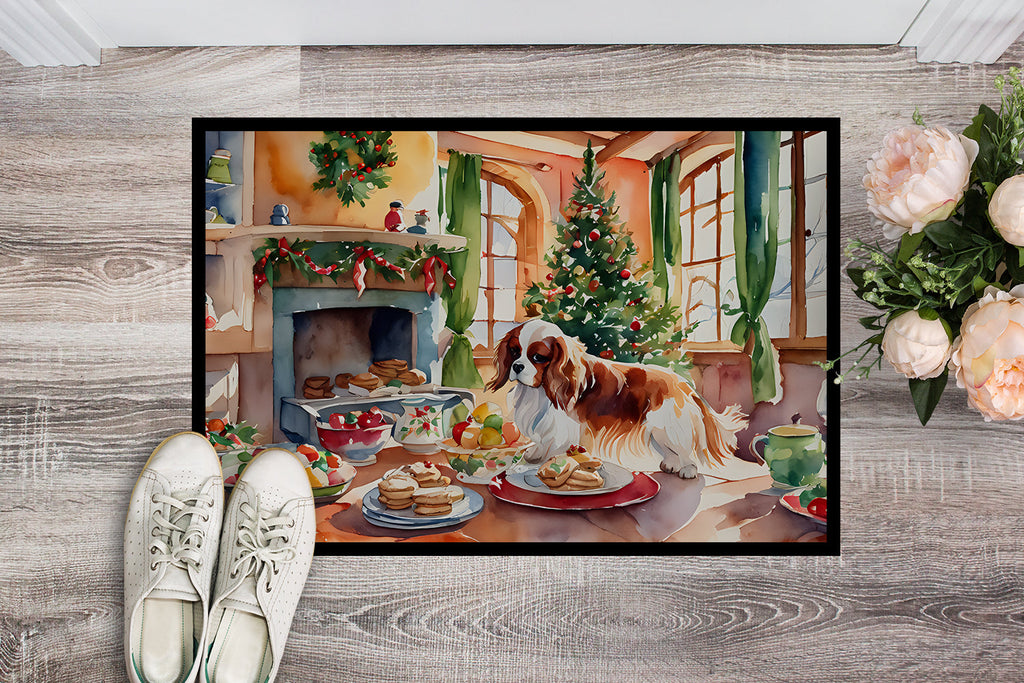 Cavalier Spaniel Christmas Cookies Doormat Indoor Outdoor 24H X 36W Front Door Mat Rugs for Entryway, Non Slip Washable Low Pile,