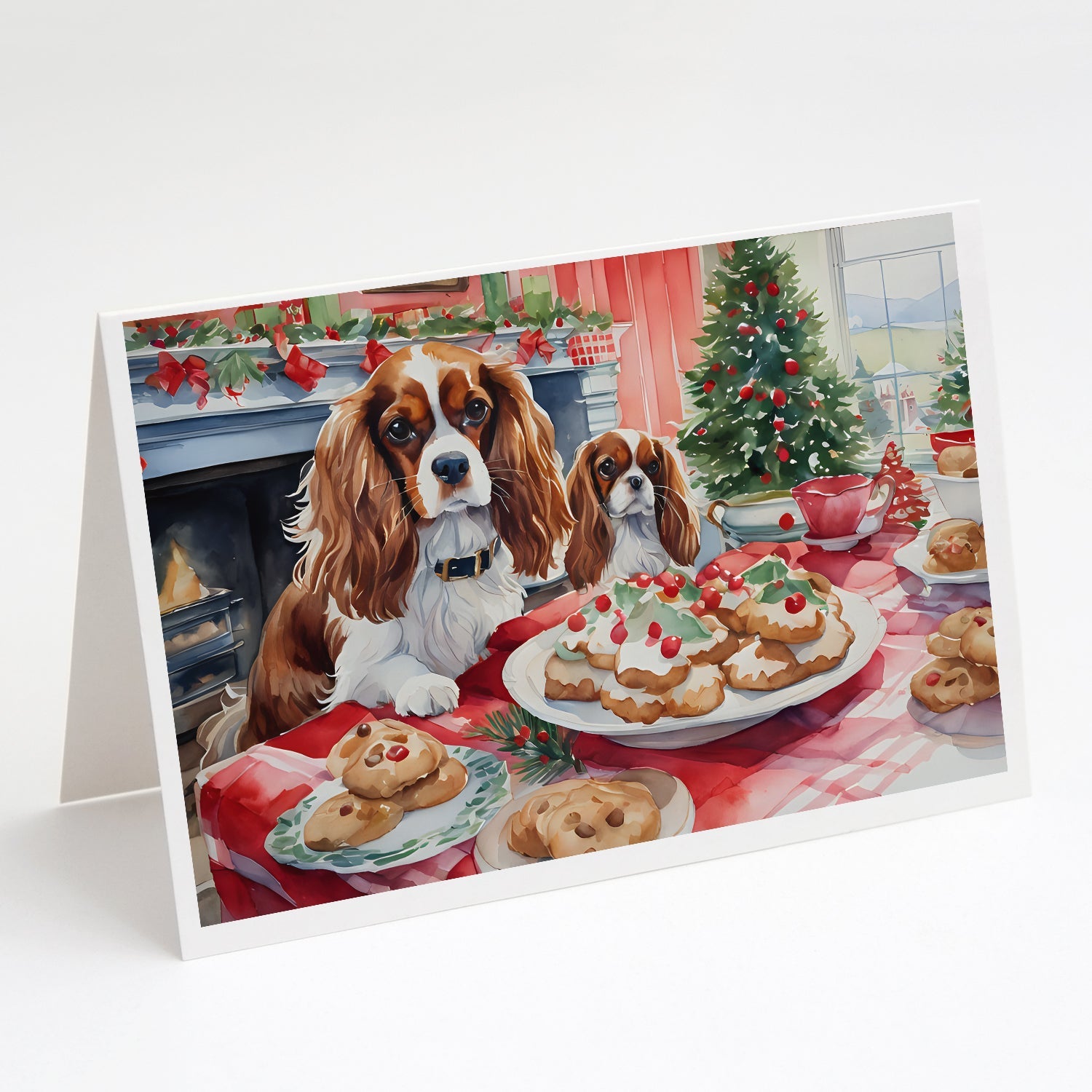 Cavalier Spaniel Christmas Cookies Greeting Cards Pack of 8 Blank Cards with Envelopes Whimsical A7 Size 5x7
