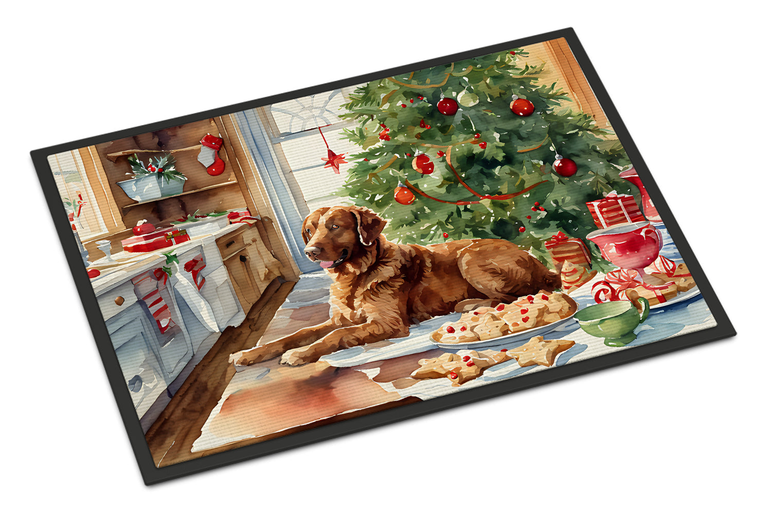 Chesapeake Bay Retriever Christmas Cookies Doormat Indoor Outdoor 24H X 36W Front Door Mat Rugs for Entryway, Non Slip Washable Low Pile,