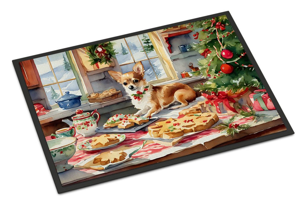 Chihuahua Christmas Cookies Doormat Indoor Outdoor 18H X 27W Front Door Mat Rugs for Entryway, Non Slip Washable