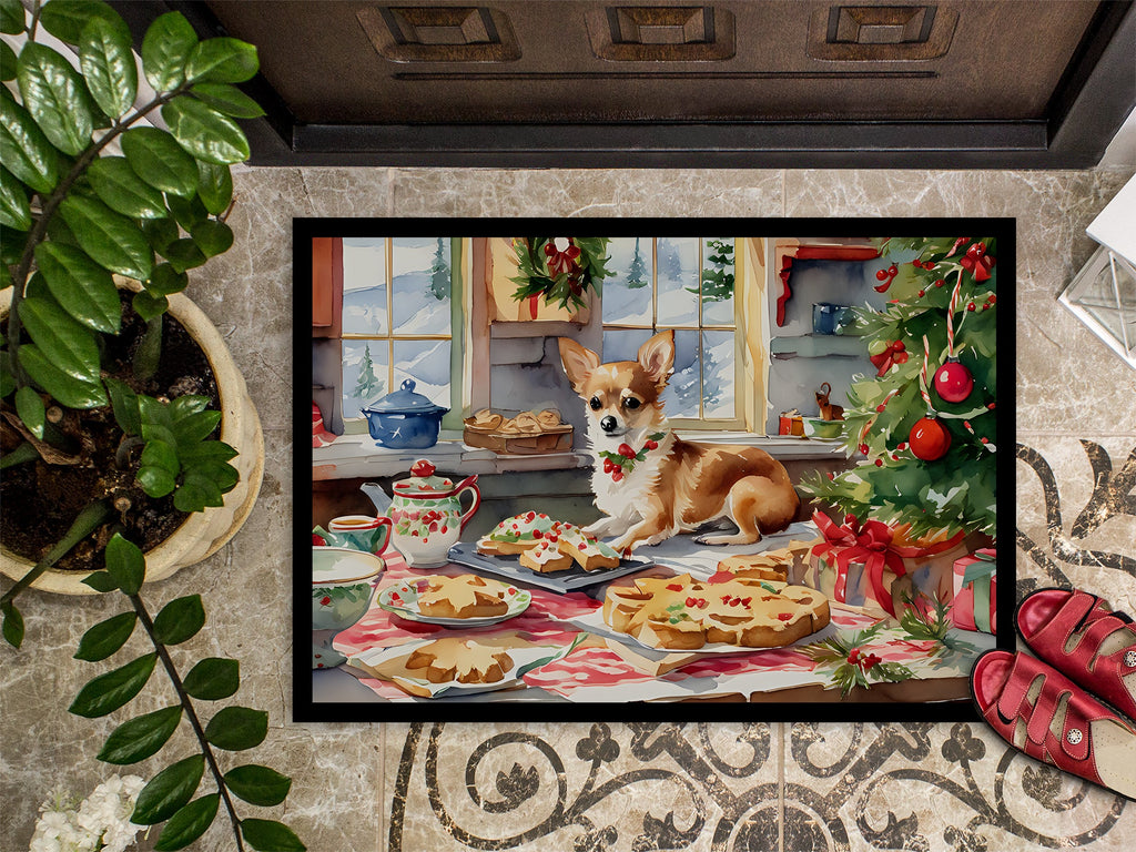 Chihuahua Christmas Cookies Doormat Indoor Outdoor 18H X 27W Front Door Mat Rugs for Entryway, Non Slip Washable