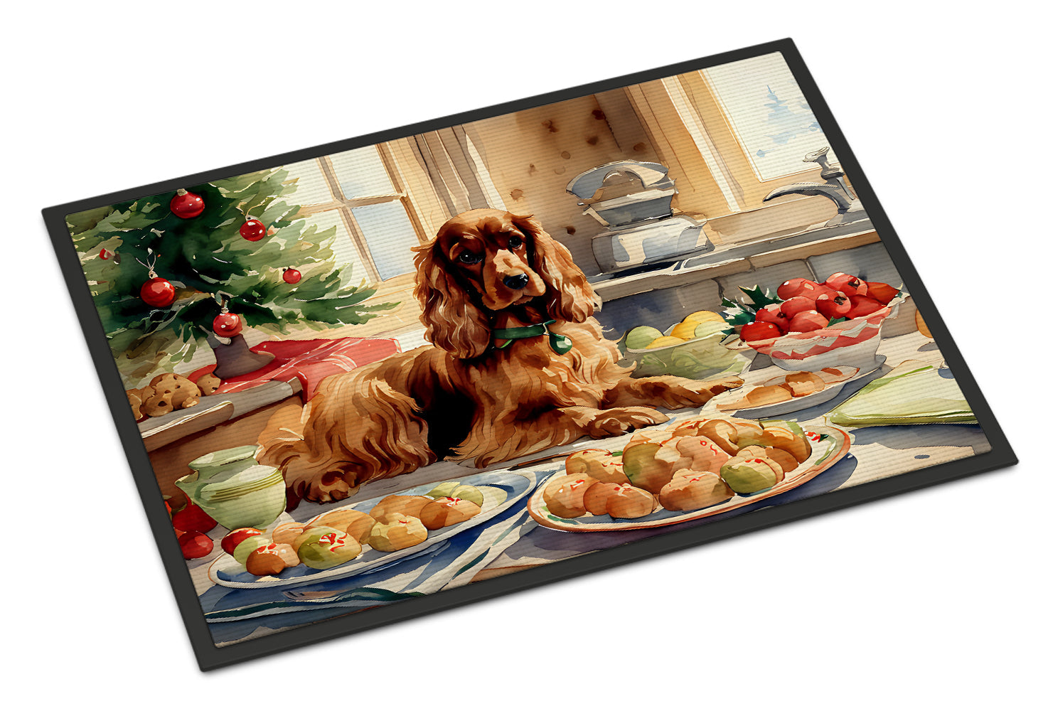 Cocker Spaniel Christmas Cookies Doormat Indoor Outdoor 24H X 36W Front Door Mat Rugs for Entryway, Non Slip Washable Low Pile,