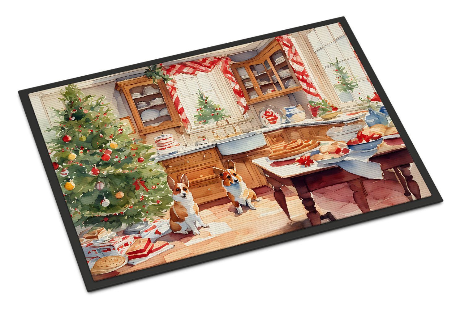 Corgi Christmas Cookies Doormat Indoor Outdoor 24H X 36W Front Door Mat Rugs for Entryway, Non Slip Washable Low Pile,