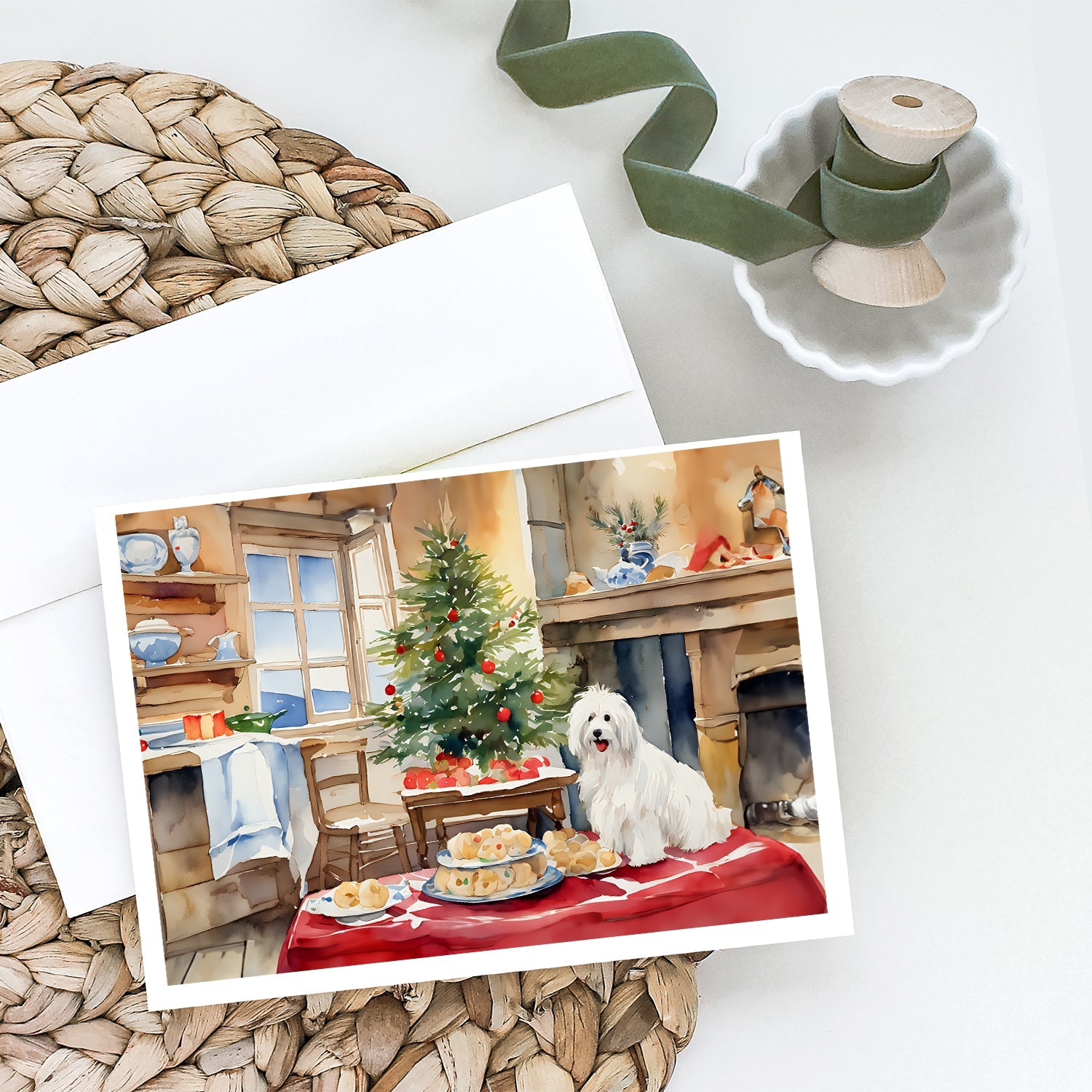 Coton De Tulear Christmas Cookies Greeting Cards Pack of 8 Blank Cards with Envelopes Whimsical A7 Size 5x7