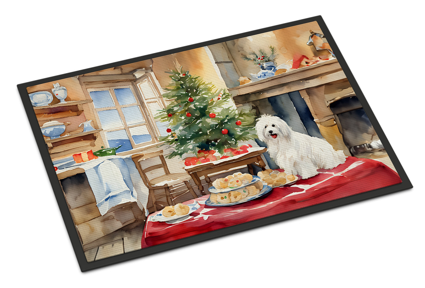 Coton De Tulear Christmas Cookies Doormat Indoor Outdoor 18H X 27W Front Door Mat Rugs for Entryway, Non Slip Washable
