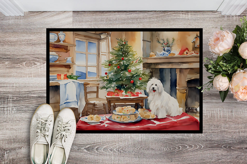 Coton De Tulear Christmas Cookies Doormat Indoor Outdoor 18H X 27W Front Door Mat Rugs for Entryway, Non Slip Washable