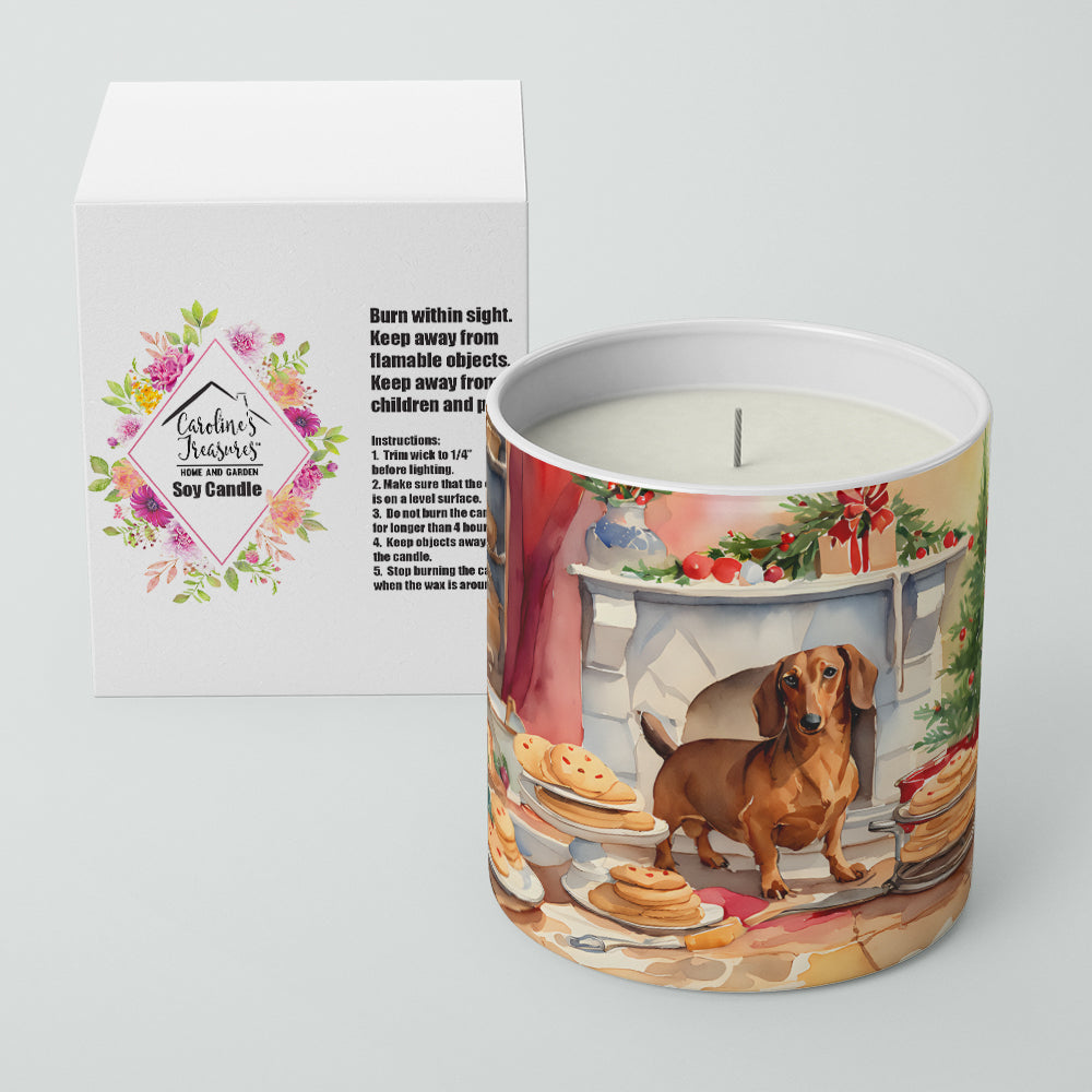 Dachshund Christmas Cookies Decorative Soy Candle Nature Soy Wax Essential Oil Home Decor Ideal for Bedroom Kitchen Bath Office Gift, 10 oz