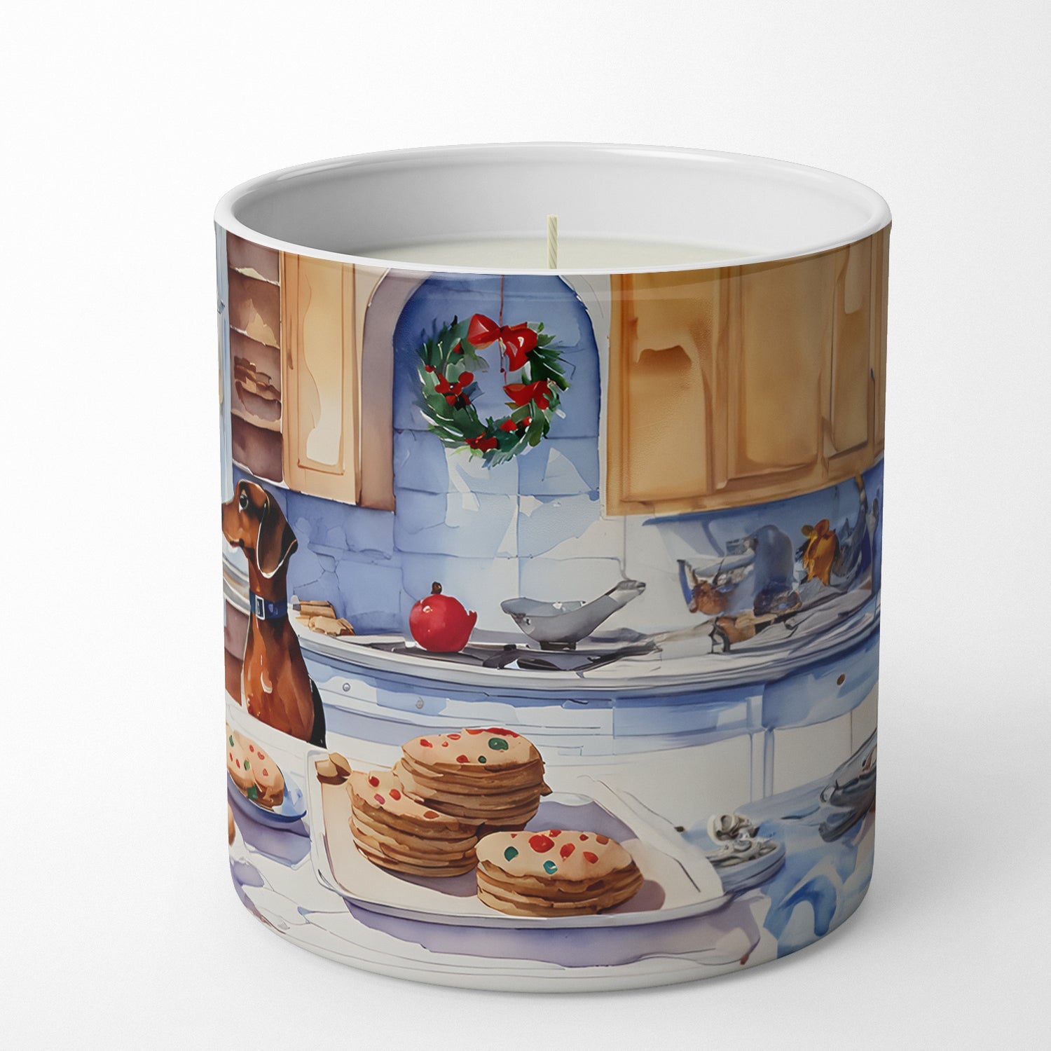 Dachshund Christmas Cookies Decorative Soy Candle Nature Soy Wax Essential Oil Home Decor Ideal for Bedroom Kitchen Bath Office Gift, 10 oz