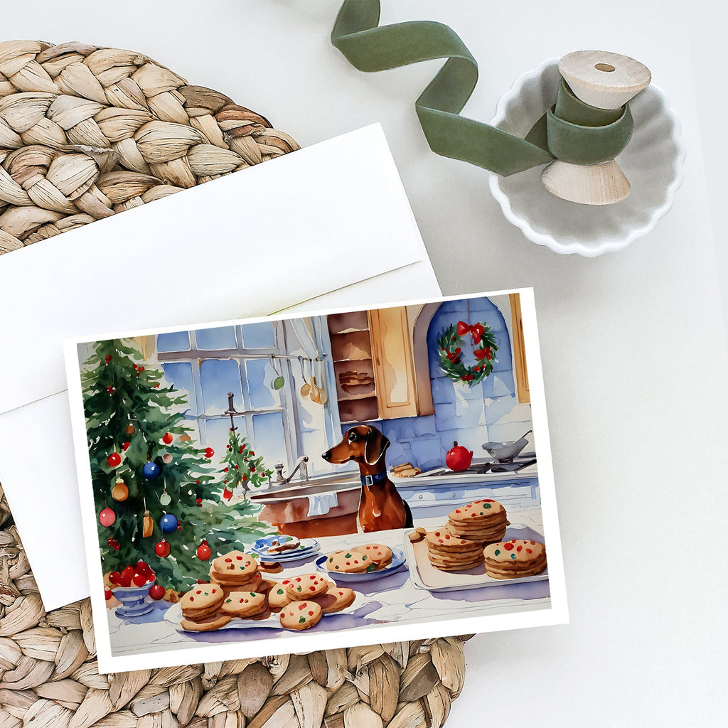Dachshund Christmas Cookies Greeting Cards Pack of 8 Blank Cards with Envelopes Whimsical A7 Size 5x7
