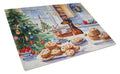 Dachshund Christmas Cookies Cutting Board Tempered Glass Kitchen Cutting Surface, Heat Resistant Chopping, Non-Slip Feet, Food Prep & Serving