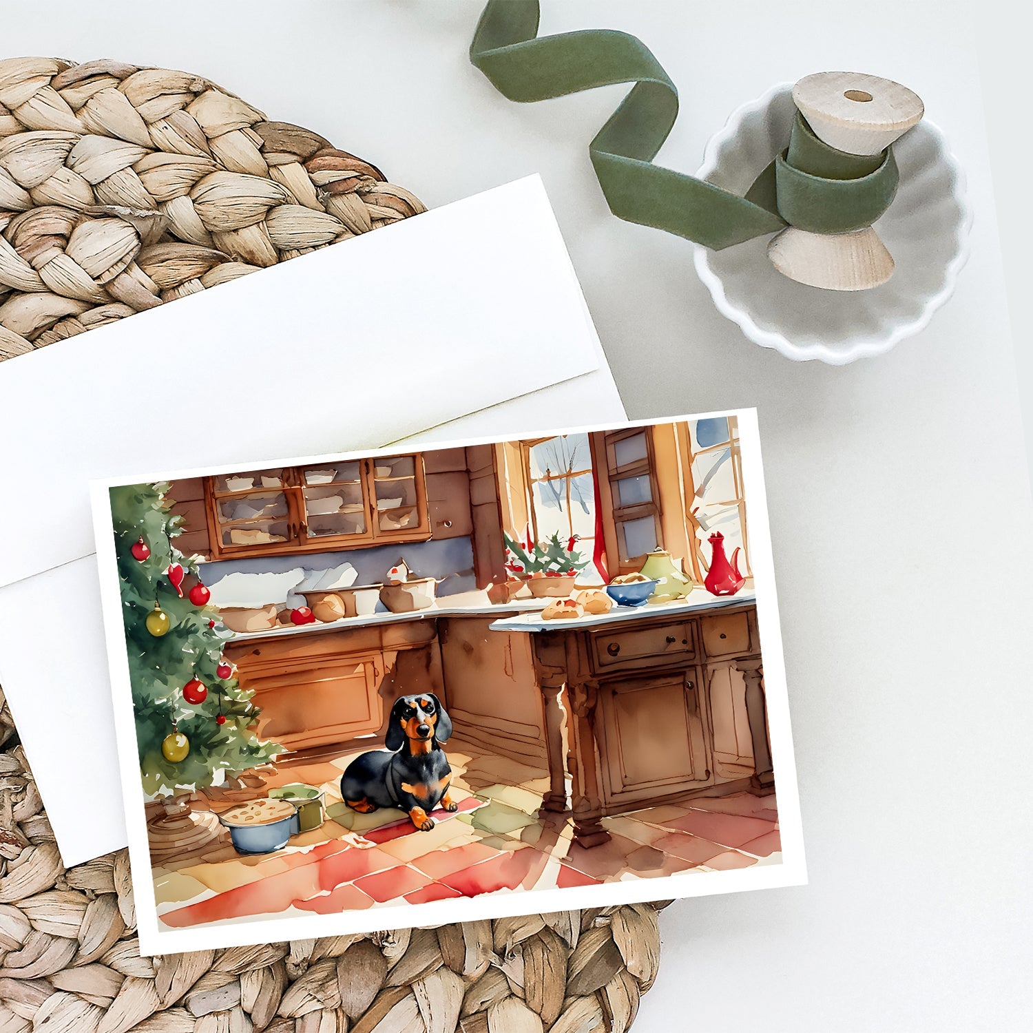 Dachshund Christmas Cookies Greeting Cards Pack of 8 Blank Cards with Envelopes Whimsical A7 Size 5x7