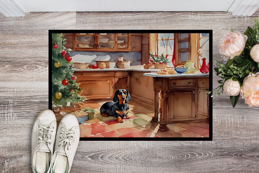 Dachshund Christmas Cookies Doormat Indoor Outdoor 24H X 36W Front Door Mat Rugs for Entryway, Non Slip Washable Low Pile,