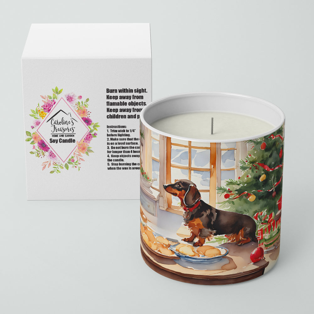 Dachshund Christmas Cookies Decorative Soy Candle Nature Soy Wax Essential Oil Home Decor Ideal for Bedroom Kitchen Bath Office Gift, 10 oz