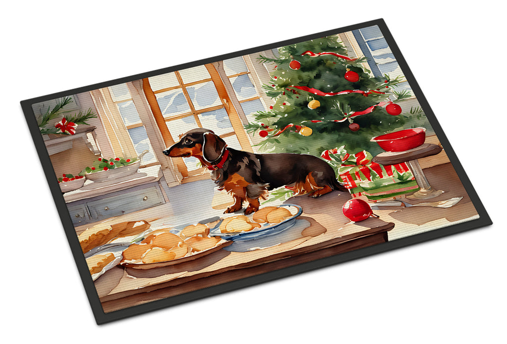 Dachshund Christmas Cookies Doormat Indoor Outdoor 24H X 36W Front Door Mat Rugs for Entryway, Non Slip Washable Low Pile,