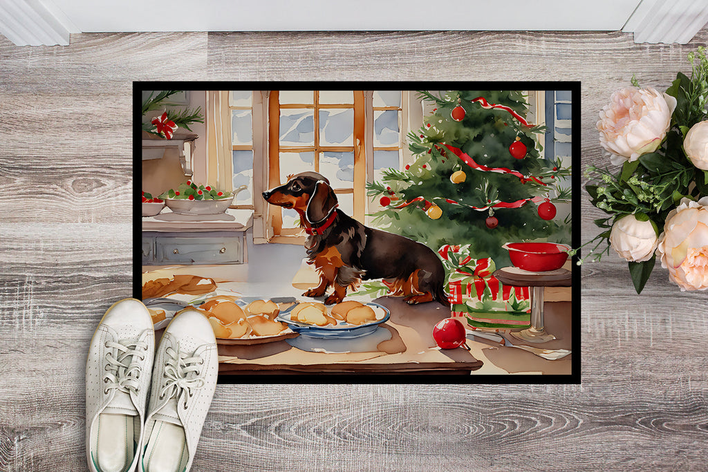 Dachshund Christmas Cookies Doormat Indoor Outdoor 18H X 27W Front Door Mat Rugs for Entryway, Non Slip Washable