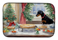 Doberman Pinscher Christmas Cookies Dish Drying Mat Absorbent Dish Drying Mat Pad for Kitchen Counter Dish Drainer Mat for Countertop, 14 x 21", Multicolor