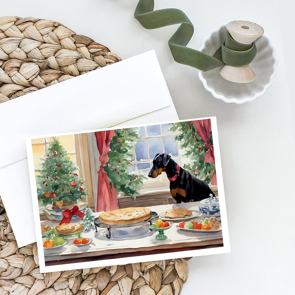 Doberman Pinscher Christmas Cookies Greeting Cards Pack of 8 Blank Cards with Envelopes Whimsical A7 Size 5x7