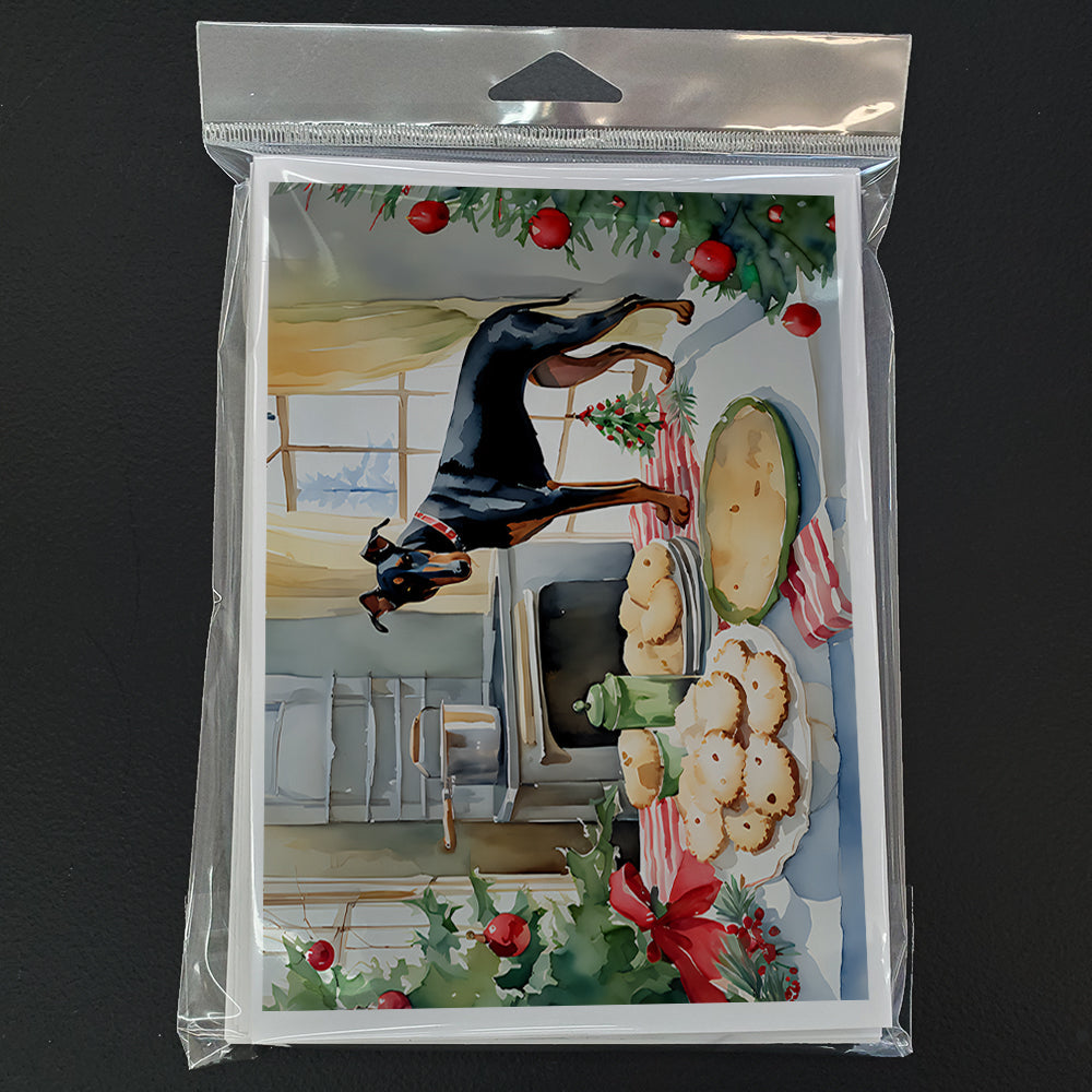 Doberman Pinscher Christmas Cookies Greeting Cards Pack of 8 Blank Cards with Envelopes Whimsical A7 Size 5x7
