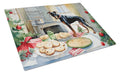 Doberman Pinscher Christmas Cookies Cutting Board Tempered Glass Kitchen Cutting Surface, Heat Resistant Chopping, Non-Slip Feet, Food Prep & Serving