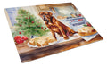 Dogue de Bordeaux Christmas Cookies Cutting Board Tempered Glass Kitchen Cutting Surface, Heat Resistant Chopping, Non-Slip Feet, Food Prep & Serving