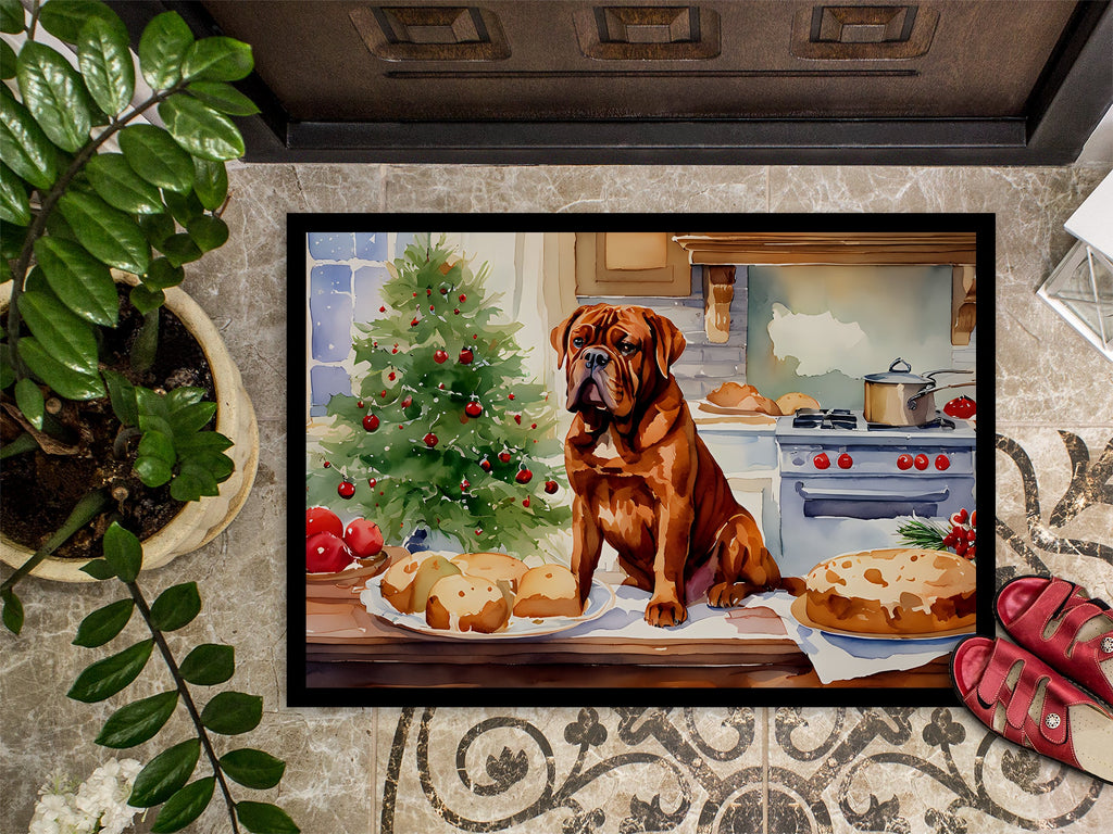 Dogue de Bordeaux Christmas Cookies Doormat Indoor Outdoor 18H X 27W Front Door Mat Rugs for Entryway, Non Slip Washable