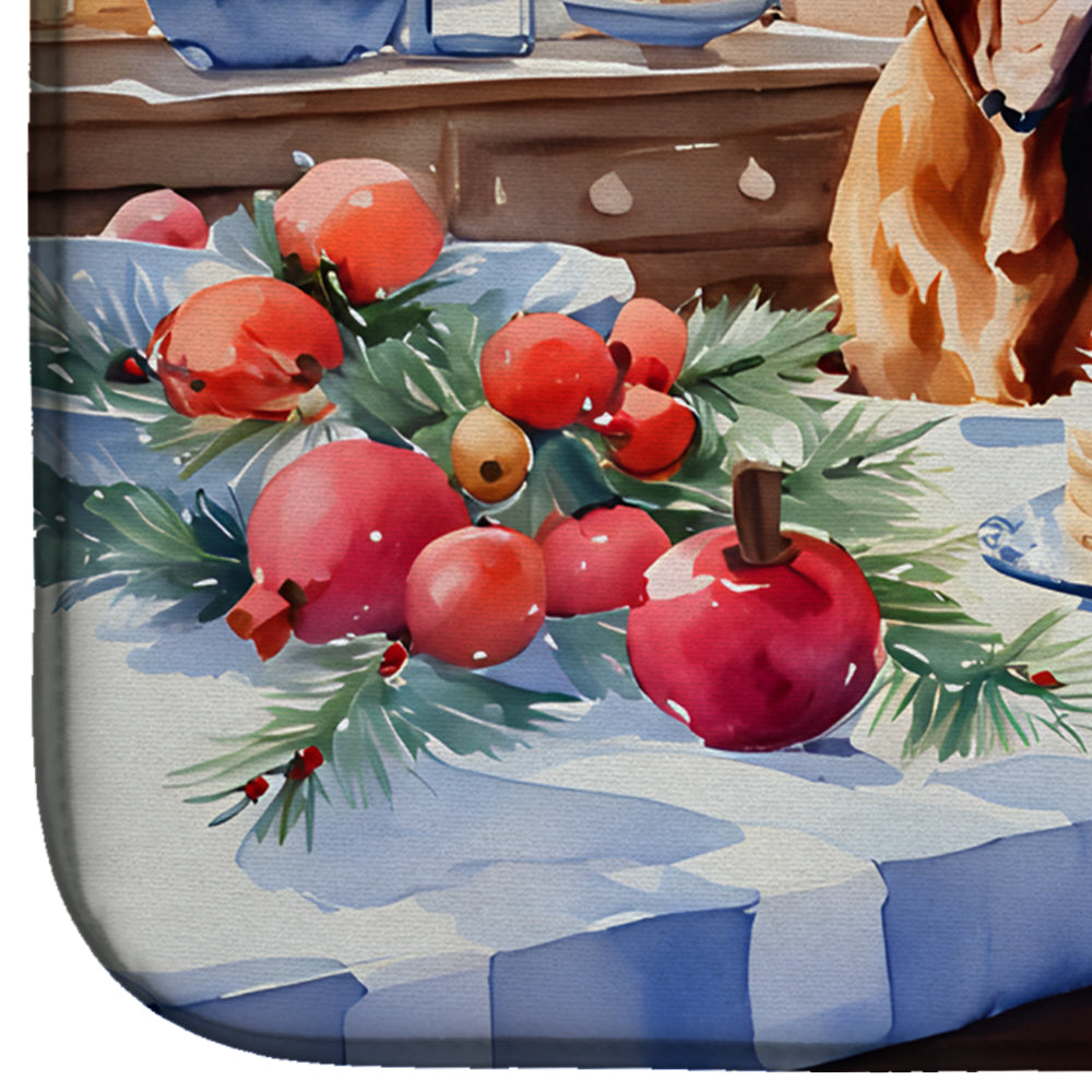 Dogue de Bordeaux Christmas Cookies Dish Drying Mat Absorbent Dish Drying Mat Pad for Kitchen Counter Dish Drainer Mat for Countertop, 14 x 21", Multicolor