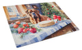 Dogue de Bordeaux Christmas Cookies Cutting Board Tempered Glass Kitchen Cutting Surface, Heat Resistant Chopping, Non-Slip Feet, Food Prep & Serving