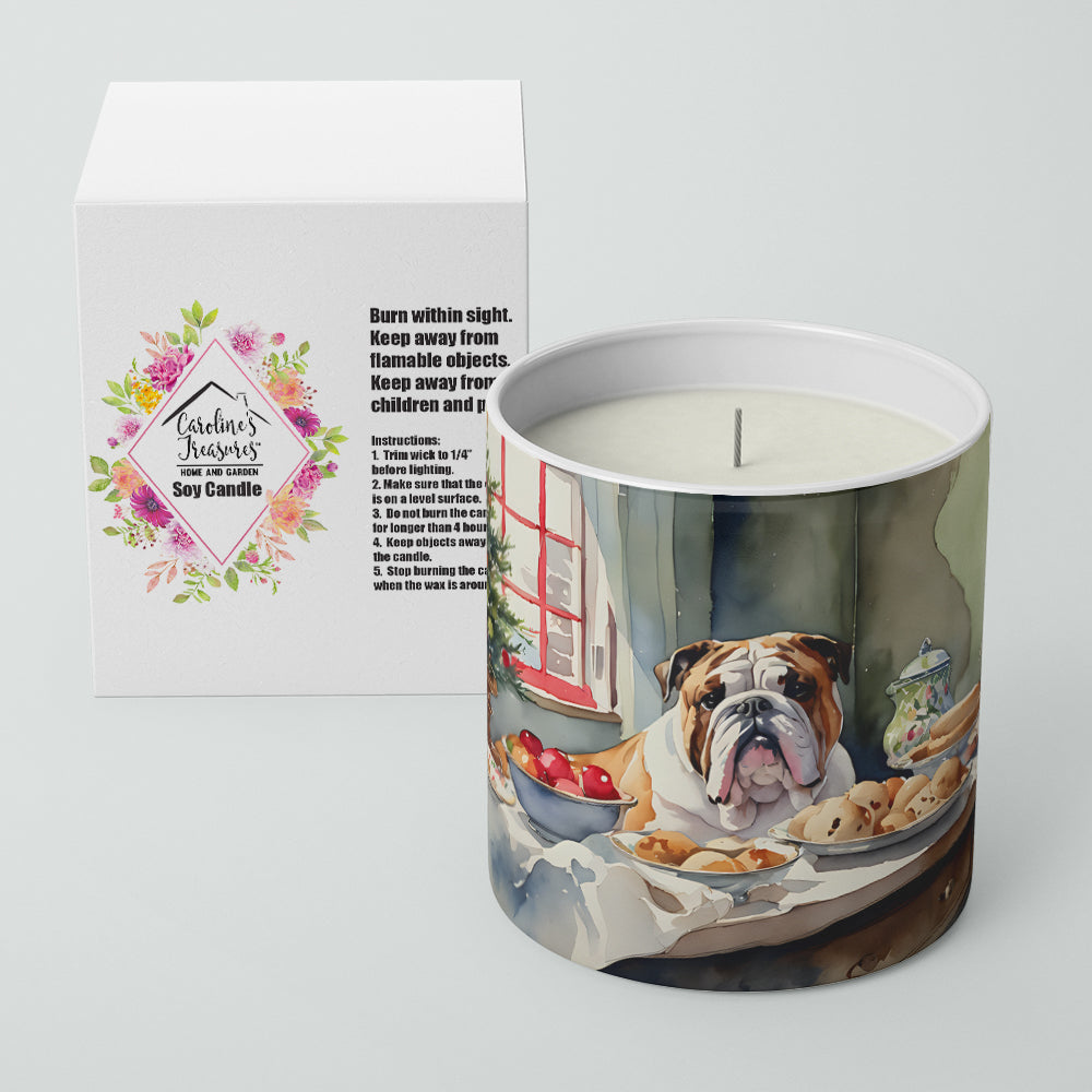 English Bulldog Christmas Cookies Decorative Soy Candle Nature Soy Wax Essential Oil Home Decor Ideal for Bedroom Kitchen Bath Office Gift, 10 oz