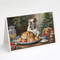 English Bulldog Christmas Cookies Greeting Cards Pack of 8 Blank Cards with Envelopes Whimsical A7 Size 5x7