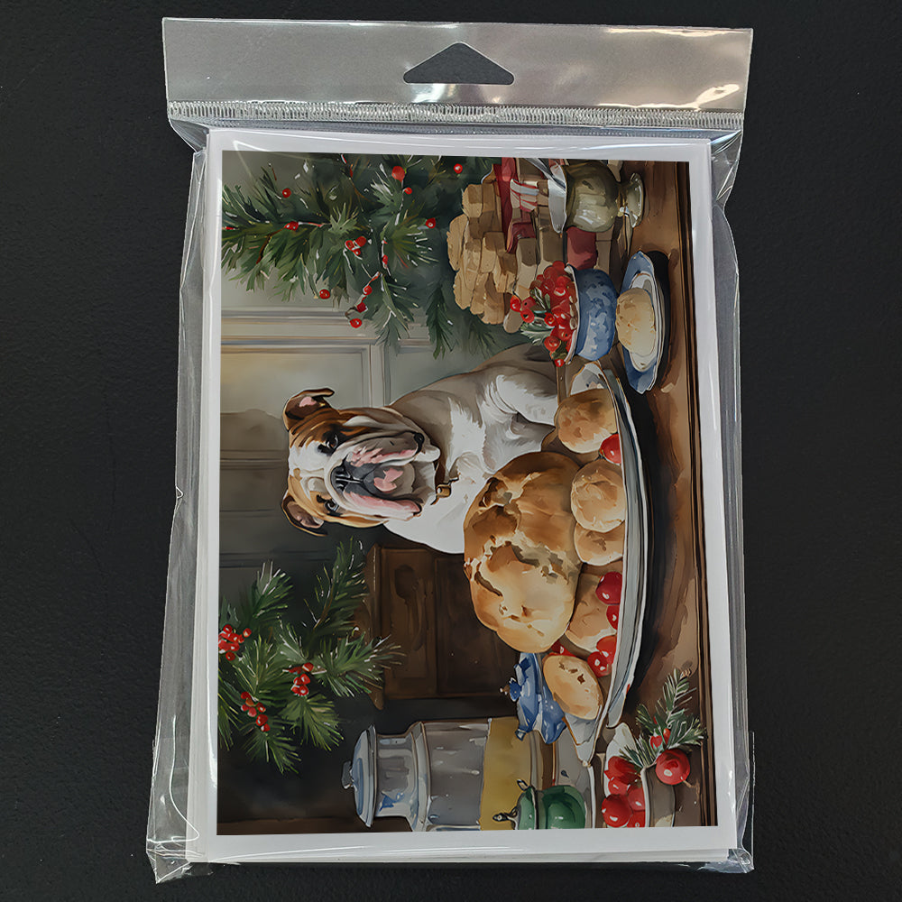 English Bulldog Christmas Cookies Greeting Cards Pack of 8 Blank Cards with Envelopes Whimsical A7 Size 5x7