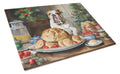 English Bulldog Christmas Cookies Cutting Board Tempered Glass Kitchen Cutting Surface, Heat Resistant Chopping, Non-Slip Feet, Food Prep & Serving